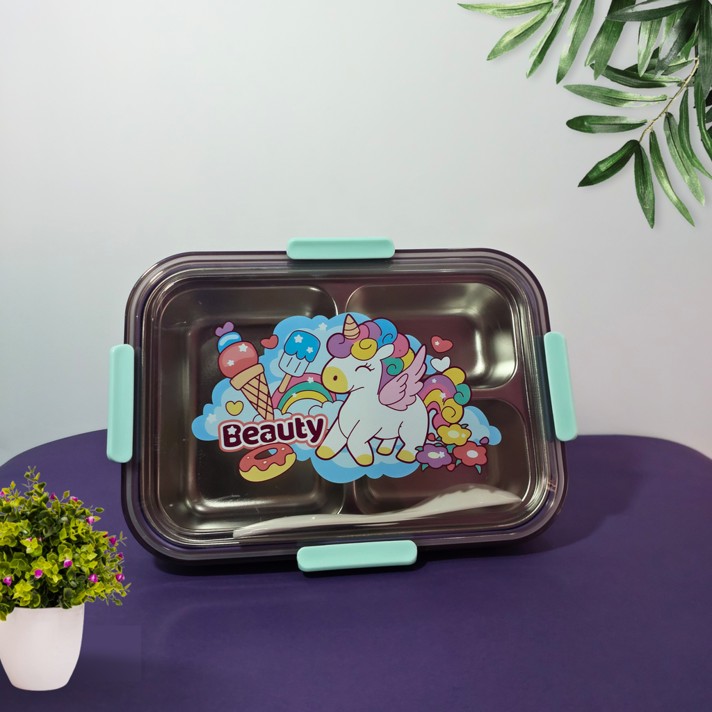 🦄Unicorn Stainless Steel 3-Compartment Lunch Box (900ml)