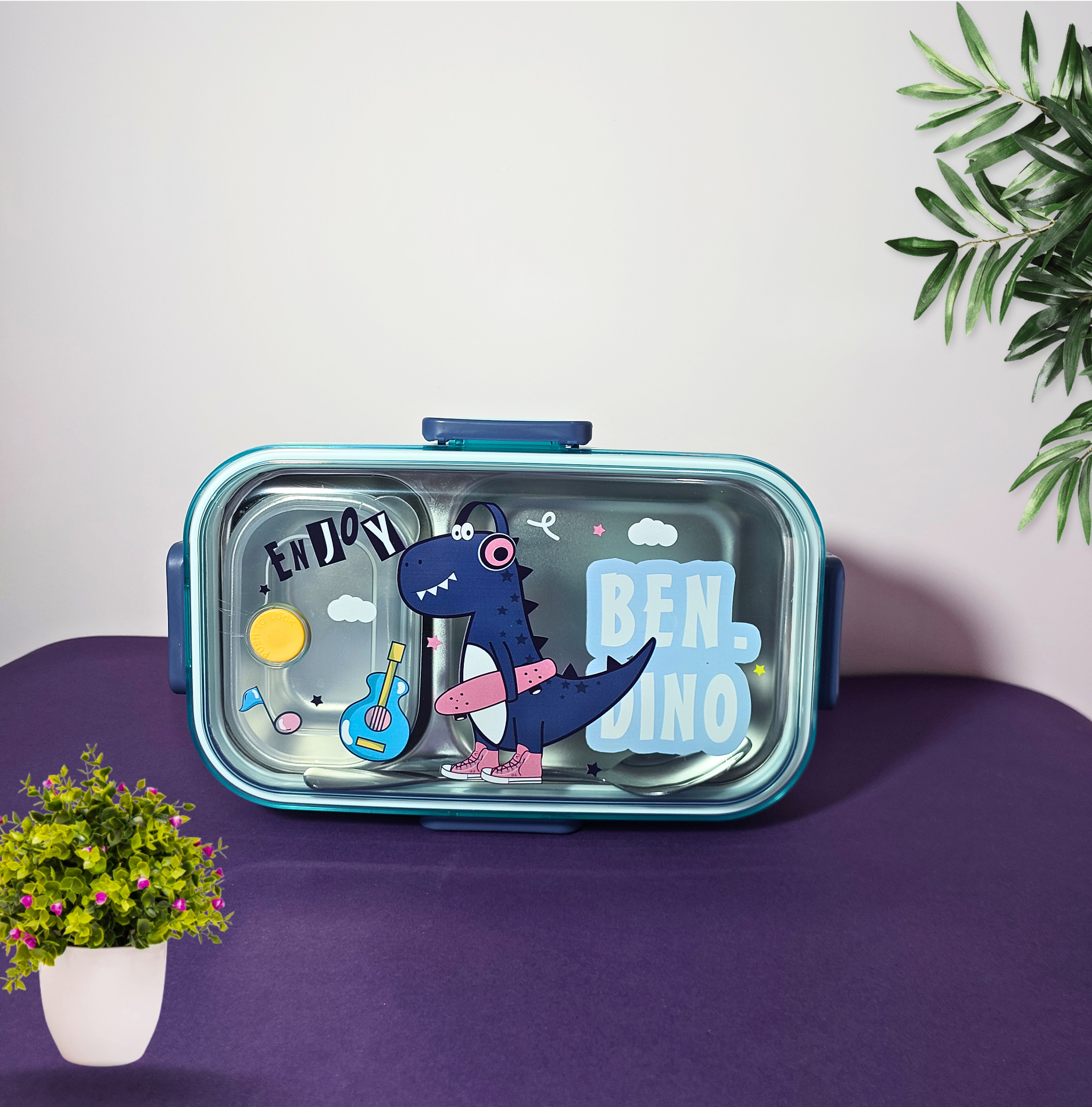 🐱‍🐉Dino Stainless Steel Insulated 2 compartment Lunch box