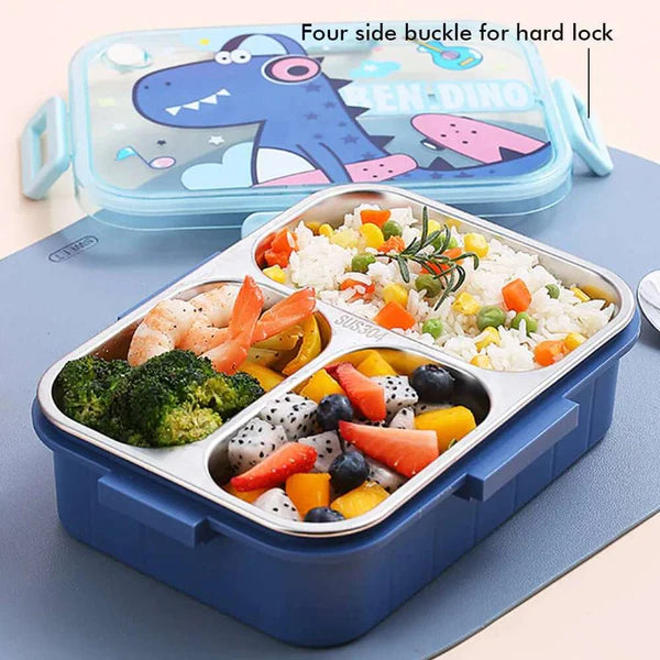 🚀 Astronaut Stainless Steel 3-Compartment Kids Lunch Box