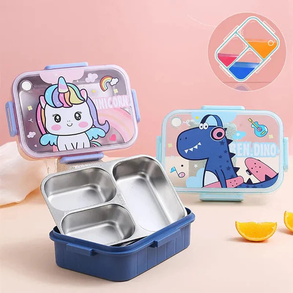 🦄Unicorn Stainless Steel 3-Compartment Lunch Box (900ml)